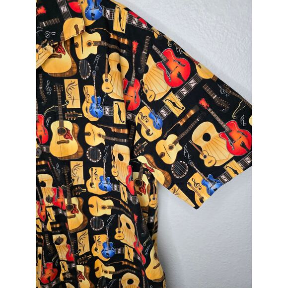 Vintage Max Boxxer Shirt Guitar AOP Hawaiian Short Sleeve Button Down 90s - Picture 2 of 10